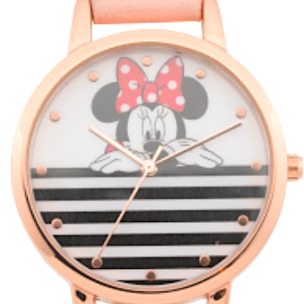 Disney Minnie Mouse Rose Gold Tone Watch with Pink Band Gift Box